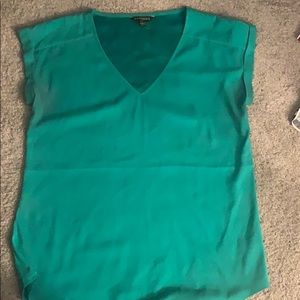 Green silky Express shirt sleeve blouse